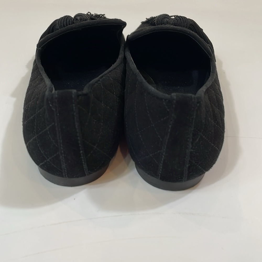 M. Gemi Loafers Flats Size 7 Black Quilted Suede Leather With Tassel EUC - Picture 6 of 10